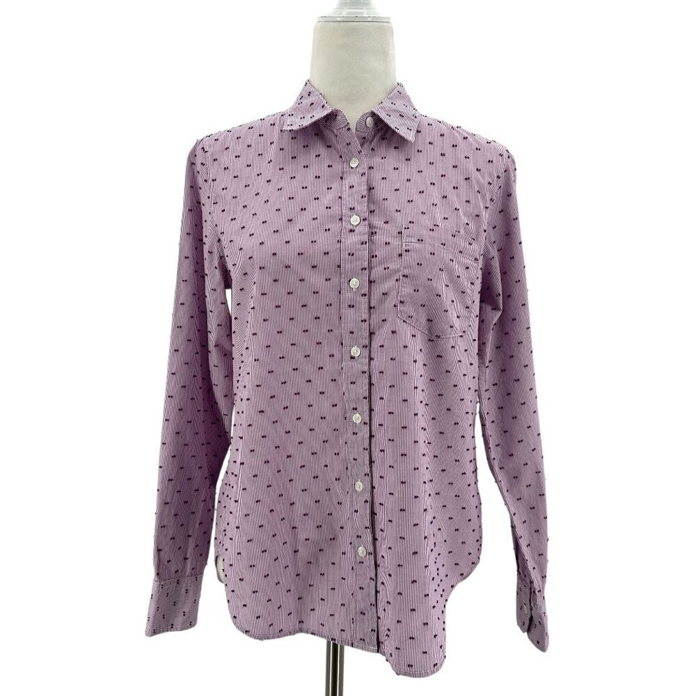 NEW GAP Womens Small Top Perfect Shirt Striped Textured Polka Dot Button Preppy